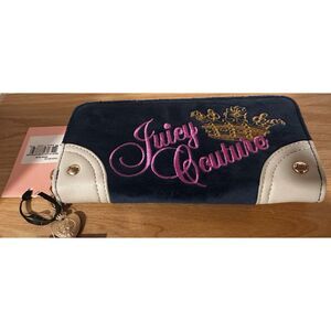 Juicy Couture The Key to Juicy Gusset Zip Around Regal Blue Wallet NWT